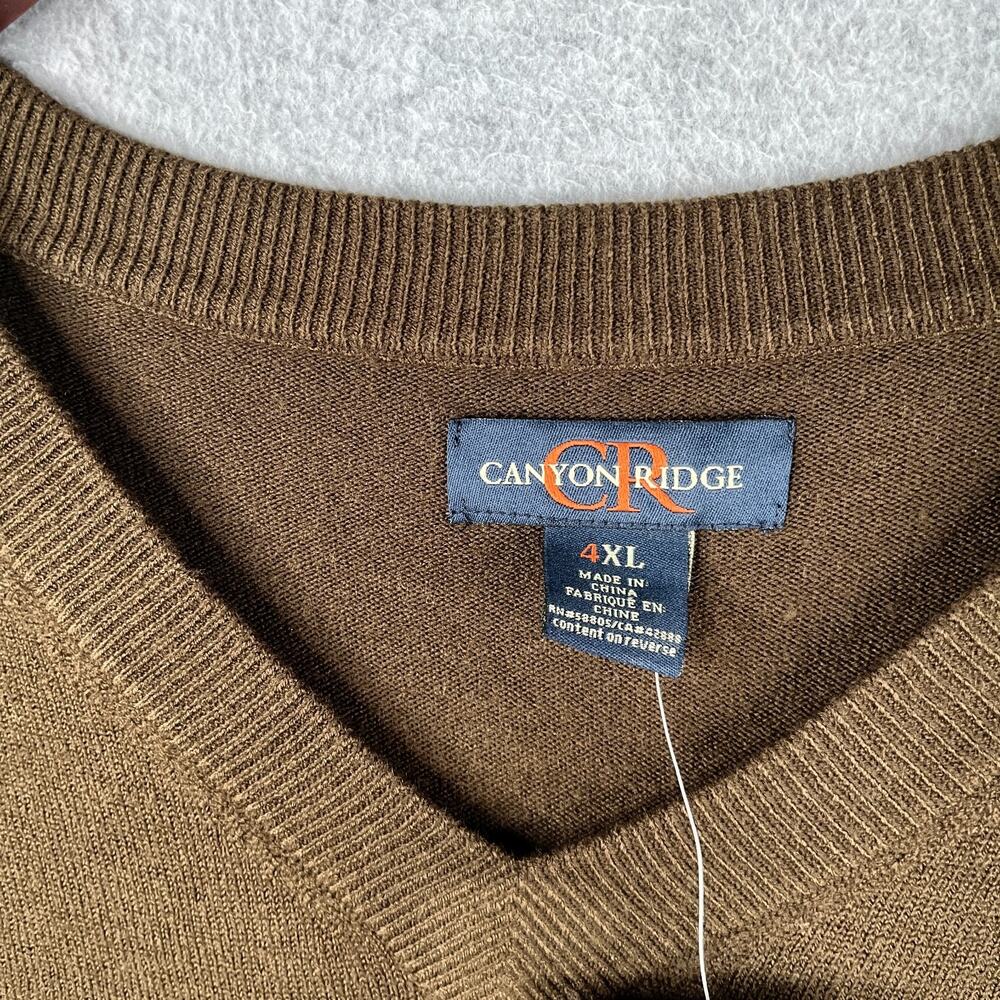 Canyon Ridge V Neck Sweater Brown Casual mens 4XL New Knit Pullover - Picture 5 of 13